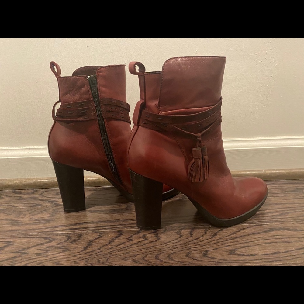 Italian Leather Ankle Boots in Burgundy
